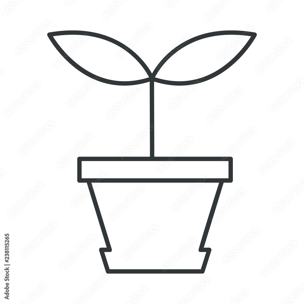 Flowerpot with plant and leaves Flowerpot with plant and leaves