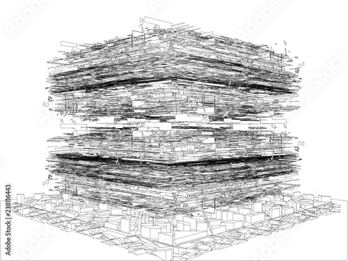 Abstract Construction Structure Isolated Illustration On White Background Vector 