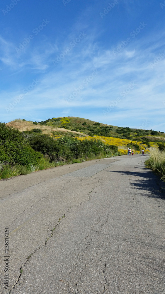 Hiking through the hills of Irvine Open Space Park in Orange County California