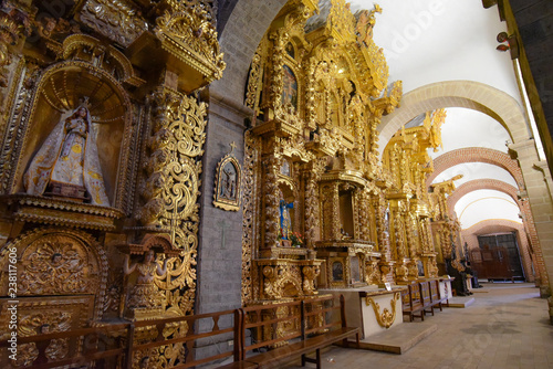 Interior decor of the Huamanga Cathedral Basilica of St. Mary, Ayacucho, Peru photo