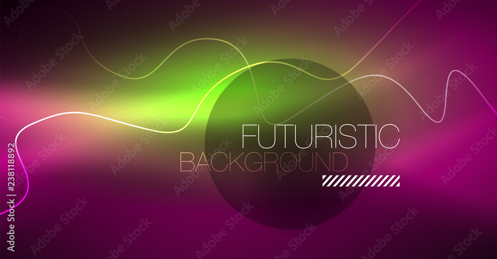 Abstract shiny glowinng color wave design element on dark background - science or technology concept Abstract shiny glowinng color wave design element on dark background - science or technology concept