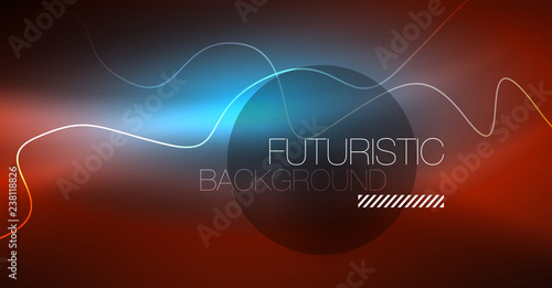 Neon lines wave background. Abstract composition