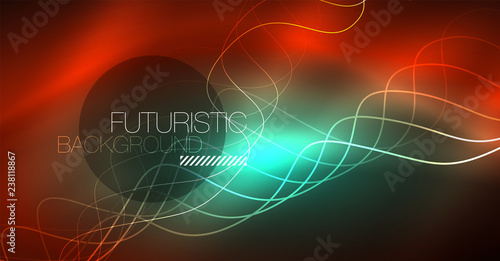 Neon lines wave background. Abstract composition