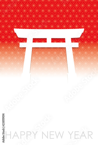鳥居の年賀状テンプレート
