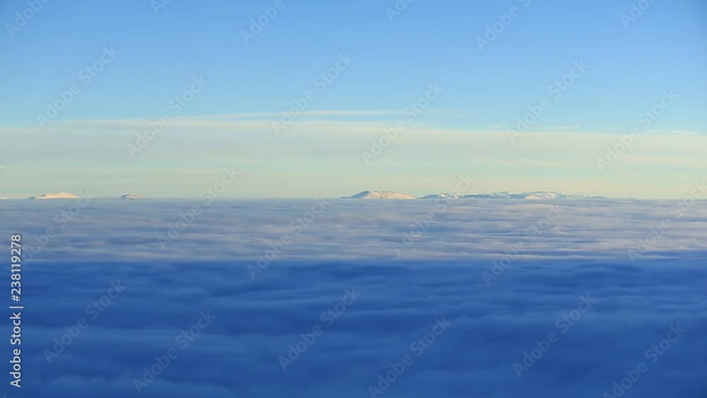 Pan of Cloud Inversion Over Winter Landscape from Slide Mountain Nevada