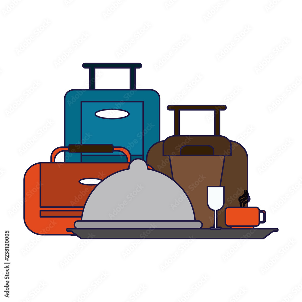 Hotel luggage and restaurant symbol Hotel luggage and restaurant symbol