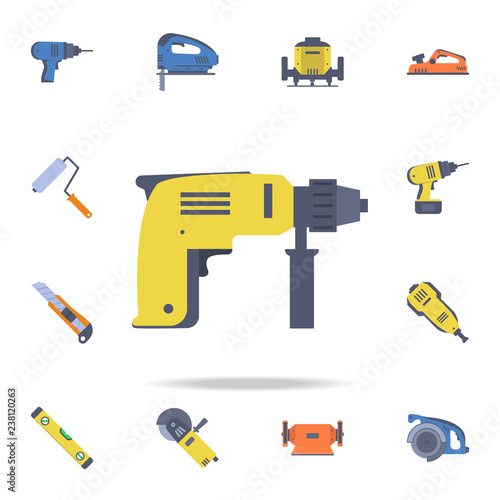 color hand drill icon. Detailed set of color construction tools. Premium graphic design. One of the collection icons for websites, web design, mobile app