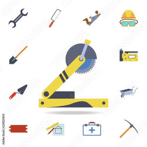 color Sliding Saw icon. Detailed set of color construction tools. Premium graphic design. One of the collection icons for websites, web design, mobile app