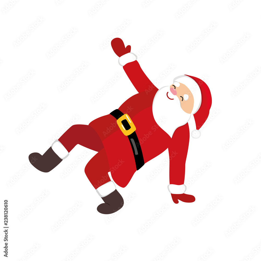 Cartoon Santa Claus dancing, funny comic character in traditional Christmas  costume, Russian folk dance, isolated, white background, quirky style for  print, t-shirt, greeting card, party invitation. Stock Vector | Adobe Stock