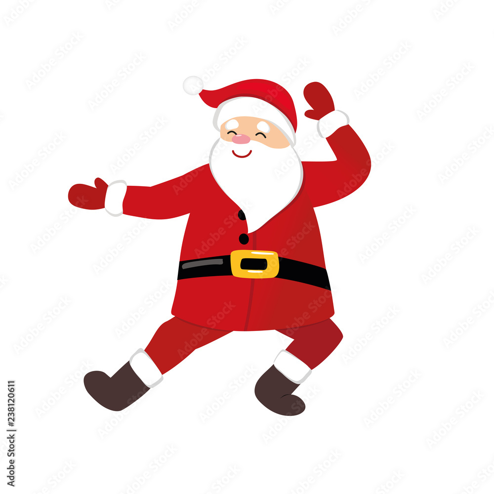 Funny cartoon Santa dancing, quirky comic character in traditional  Christmas costume, Russian folk dance, isolated, white background, young  style for print, t-shirt, greeting card, party invitation. Stock Vector |  Adobe Stock