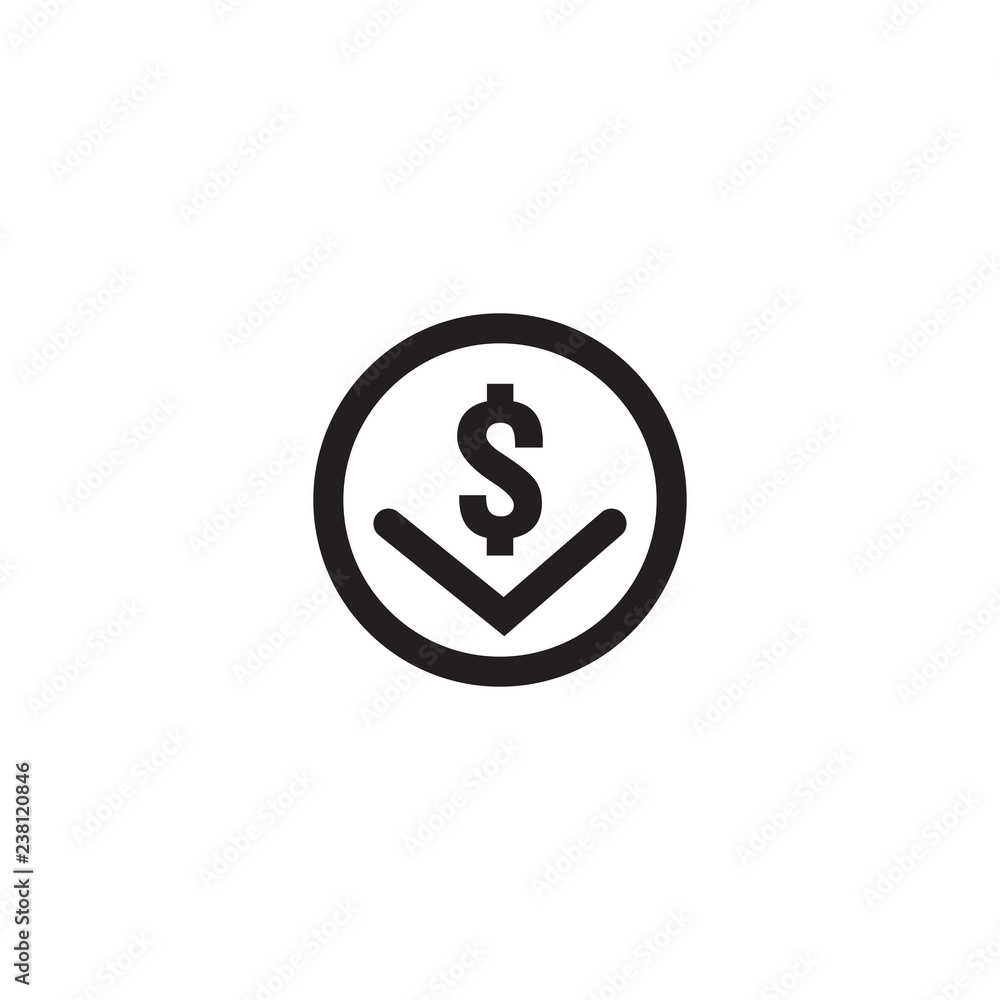 dollar arrow decrease icon. Money arrow symbol. economy stretching rising drop fall down. Business lost crisis decrease. lower cost, reduction bankrupt icon. vector illustration. dollar arrow decrease icon. Money arrow symbol. economy stretching rising drop fall down. Business lost crisis decrease. lower cost, reduction bankrupt icon. vector illustration.