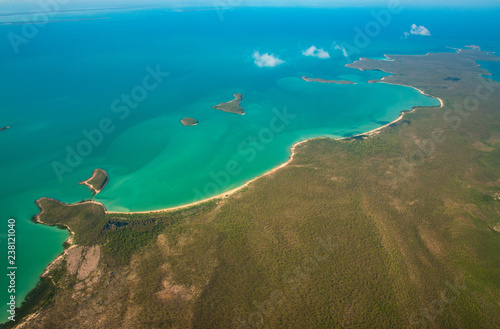 Aerial view and the landscape at the edge of Northern part of Australia called Arafura sea, Northern Territory state of Australia. © boyloso