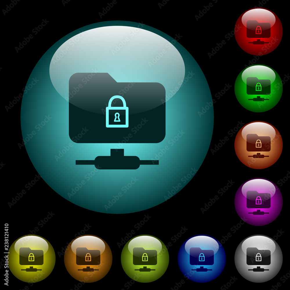 FTP lock icons in color illuminated glass buttons FTP lock icons in color illuminated glass buttons