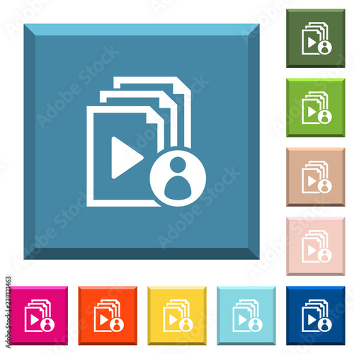 Playlist author white icons on edged square buttons