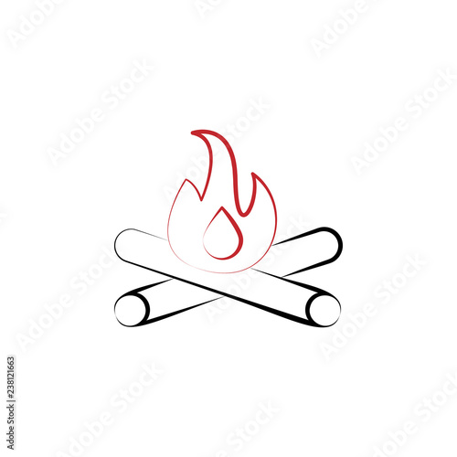 Schilderij op canvas New year trip, bonfire 2 colored line icon