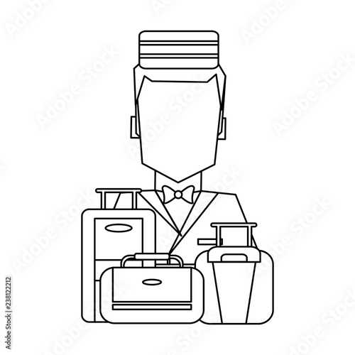 Hotel bellboy service black and white
