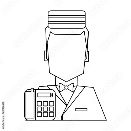Hotel bellboy service black and white