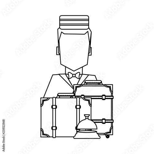 Hotel bellboy service black and white