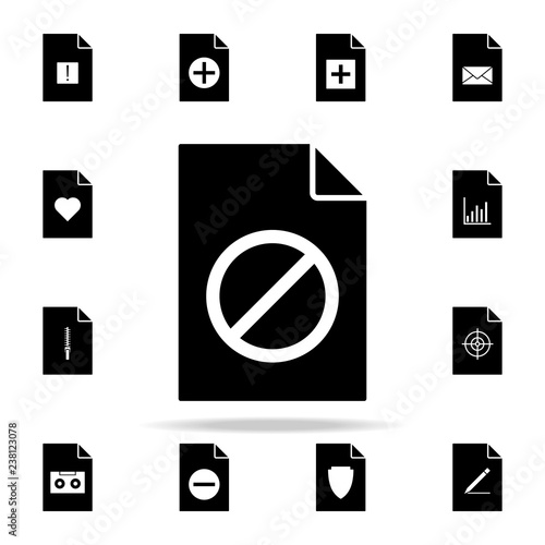 forbidden on document icon. File and documents icons universal set for web and mobile