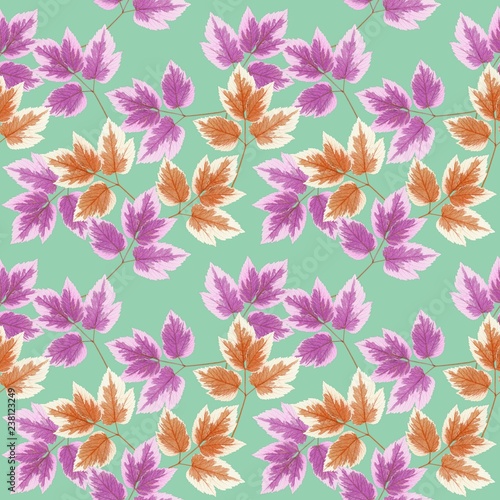 Maple leaf. Seamless pattern texture of flowers. Floral backgrou