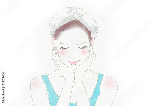 スキンケアする女性