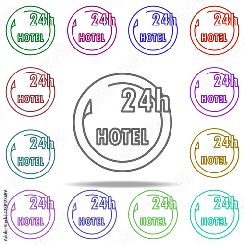 hotel logo 24 hours icon. Elements of Hotel in multi color style icons. Simple icon for websites, web design, mobile app, info graphics
