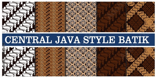 illustration of various types of batik in indonesian java, vector illustration photo