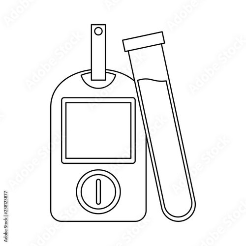 Glucometer blood test black and white