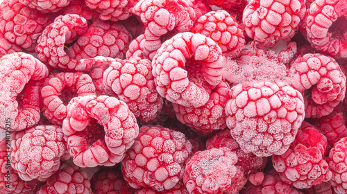 frozen raspberries isolated on white
