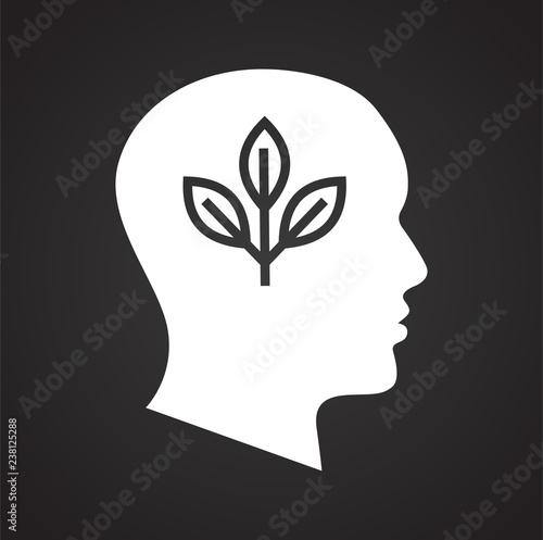 Human head ecology icon on black background for graphic and web design, Modern simple vector sign. Internet concept. Trendy symbol for website design web button or mobile app