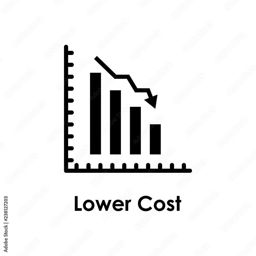 chart, arrow down, lower cost icon. One of business icons for websites, web design, mobile app chart, arrow down, lower cost icon. One of business icons for websites, web design, mobile app
