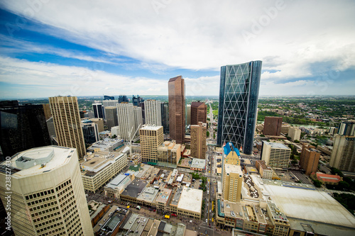 Downtown Calgary Skyline wide angle view with Towers photo