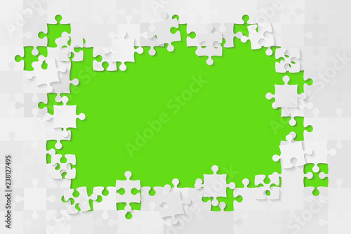 The Green Background Puzzle. Jigsaw of Banner.