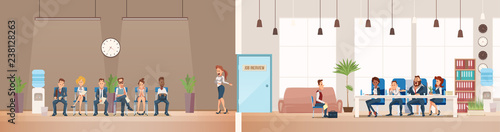 Job Interview and Recruiting. Vector Illustration.
