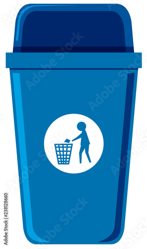 A blue bin on white background