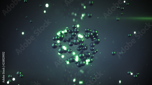 Bunch of green spheres loop...