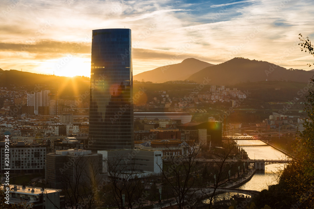 Fototapeta premium The city of Bilbao dusk, Basque Country, Spain