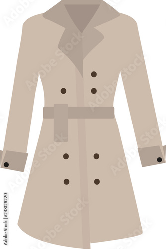 trench coat icon in flat style isolated vector illustration on white transparent background
