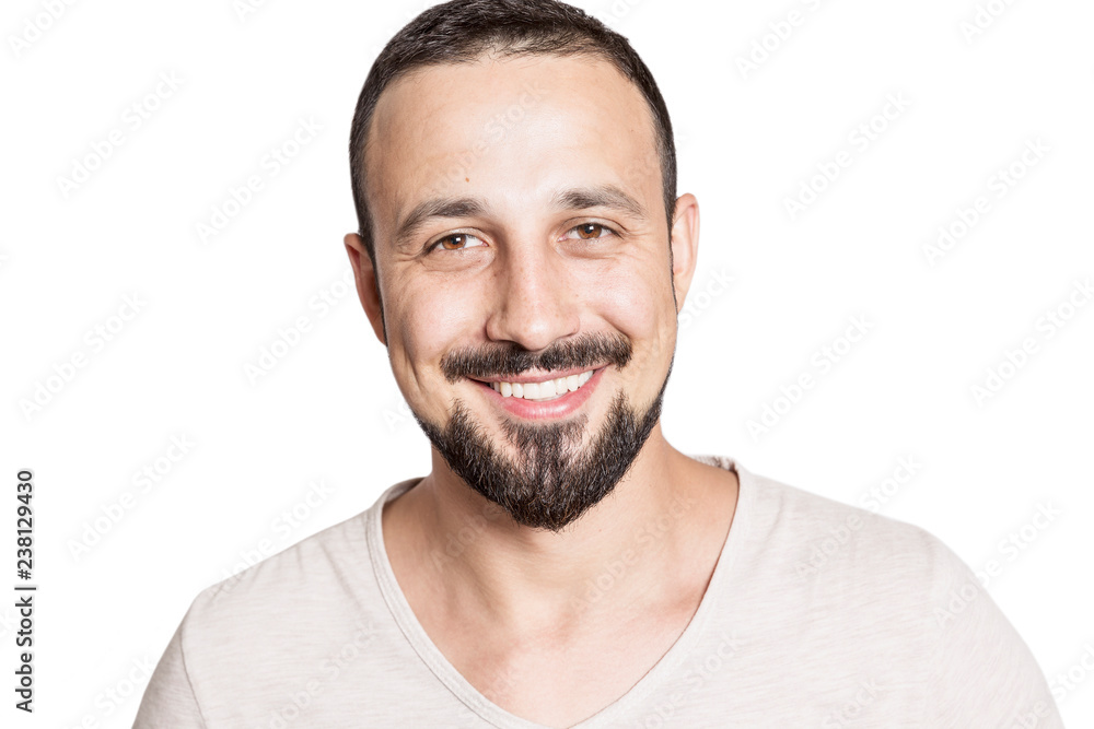 Cute laughing young male with beard isolated on white background Cute laughing young male with beard isolated on white background