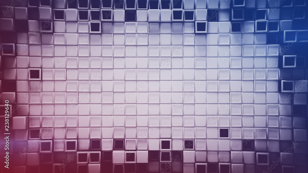 Fototapeta premium Blue and red gradient frame of 3D cubes with free space