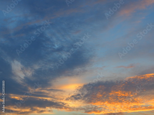 The sky at sunset  Sunset with beautiful blue sky  Beautiful sunset with clouds  Beautiful evening cloudy sunset colorful sky  Twilight sky background.