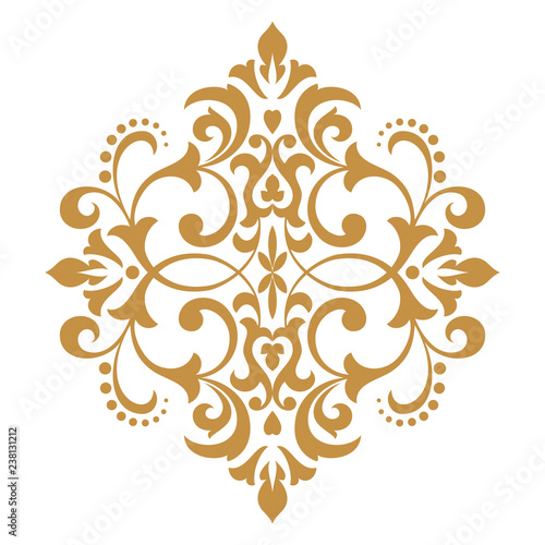 Damask graphic ornament. Floral design element. Gold vector pattern