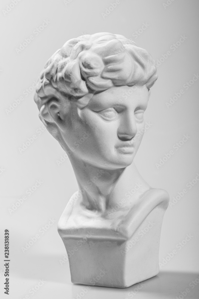Ancient Athens sculpture,David sculpture, gray background Ancient Athens sculpture,David sculpture, gray background
