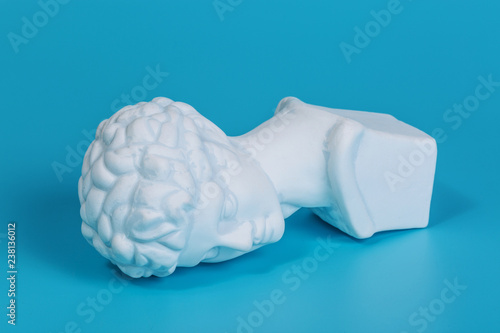 Ancient greek sculpture，David sculpture,Blue background
