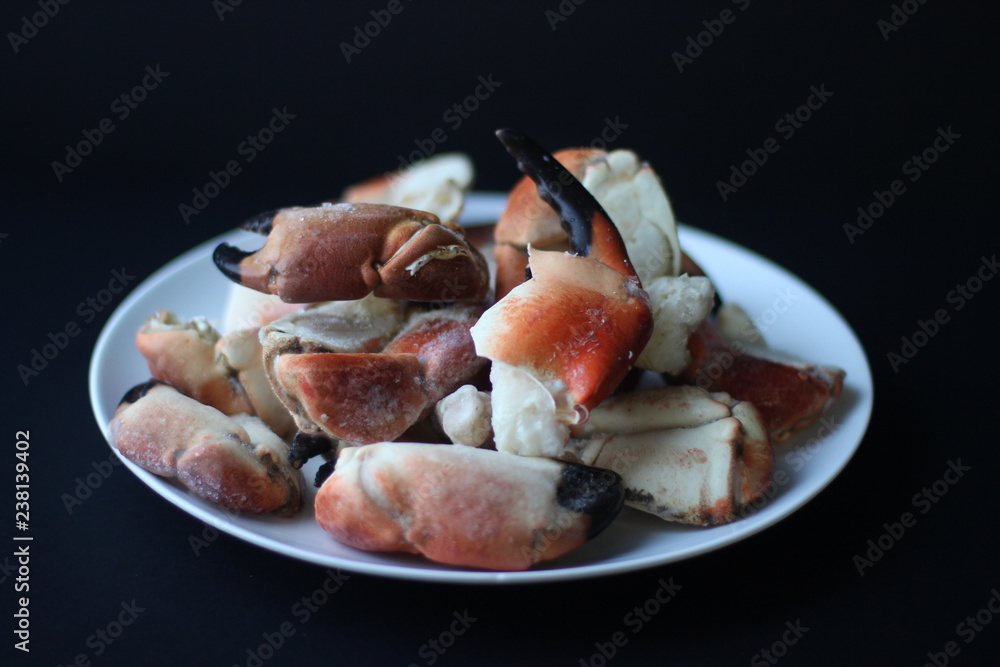 Crab Claws from Atlantic Coast on plate Crab Claws from Atlantic Coast on plate