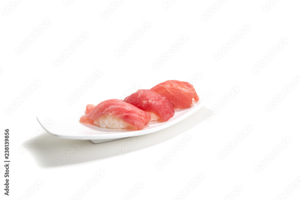 Tuna Sushi on whtie plate