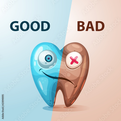 Good and bad tooth illustration.