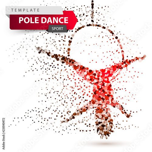 Pole dance, exotic, striptease - dot illustration.