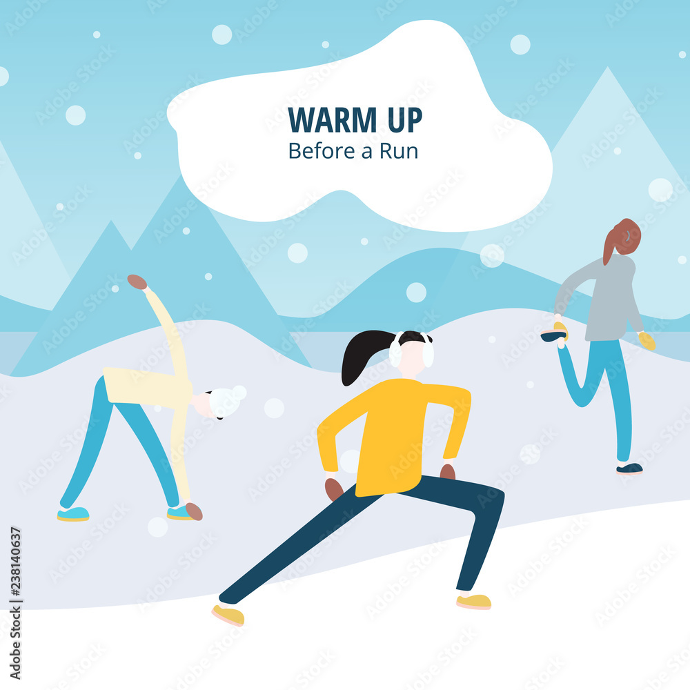 Warm before a run, winter running Warm before a run, winter running