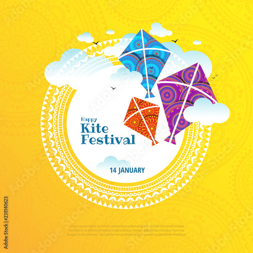 Vector illustration on the theme of kite string festival of India